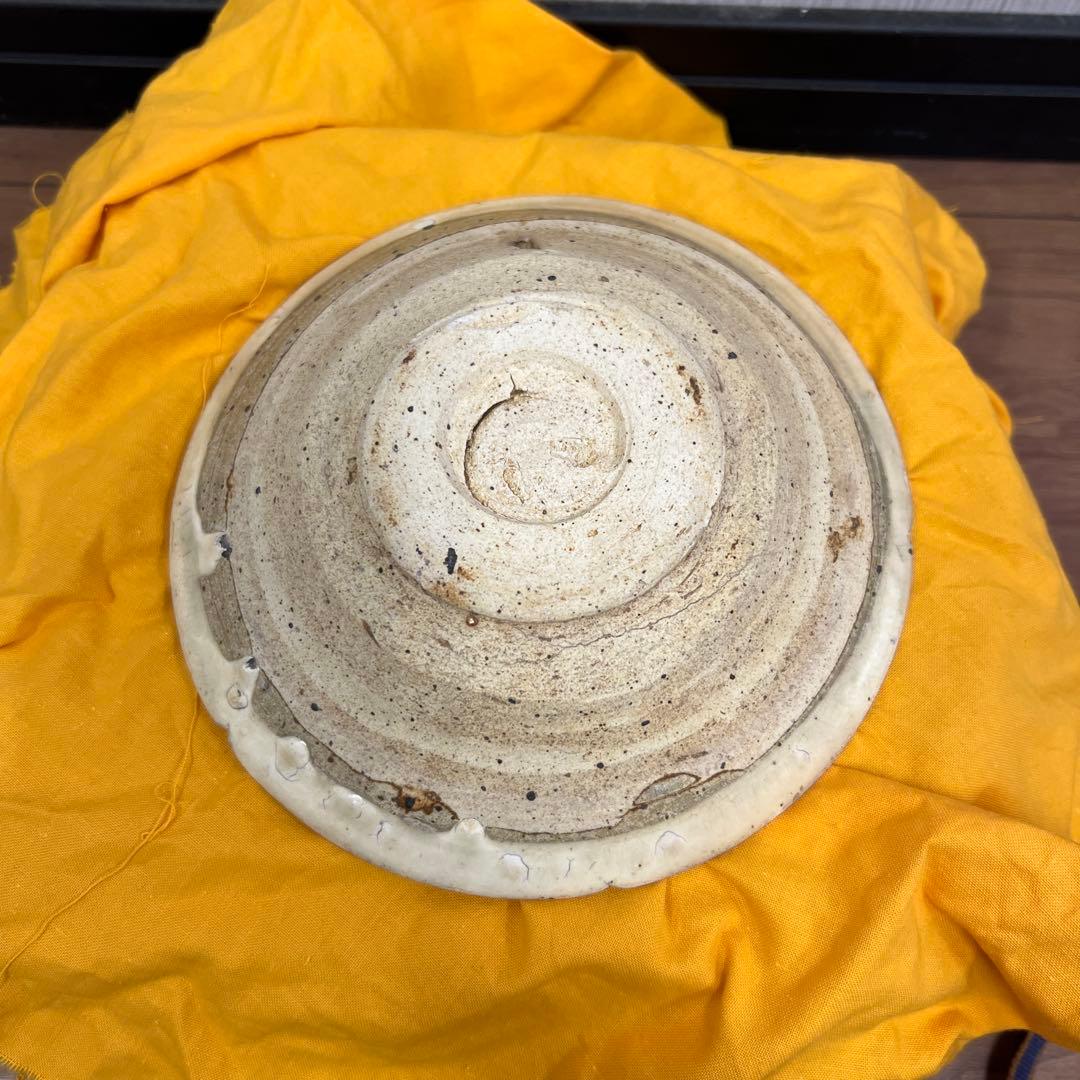 陶芸 平皿 クリーム色 木箱付き