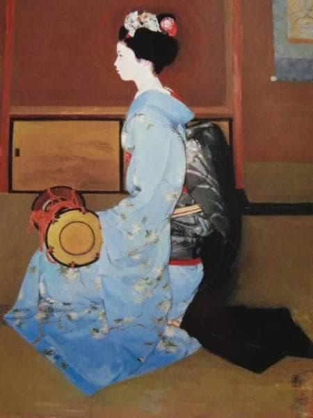 鬼頭　鍋三郎、鼓、希少な画集より、新品高級額装付、版上サイン入り、状態良好