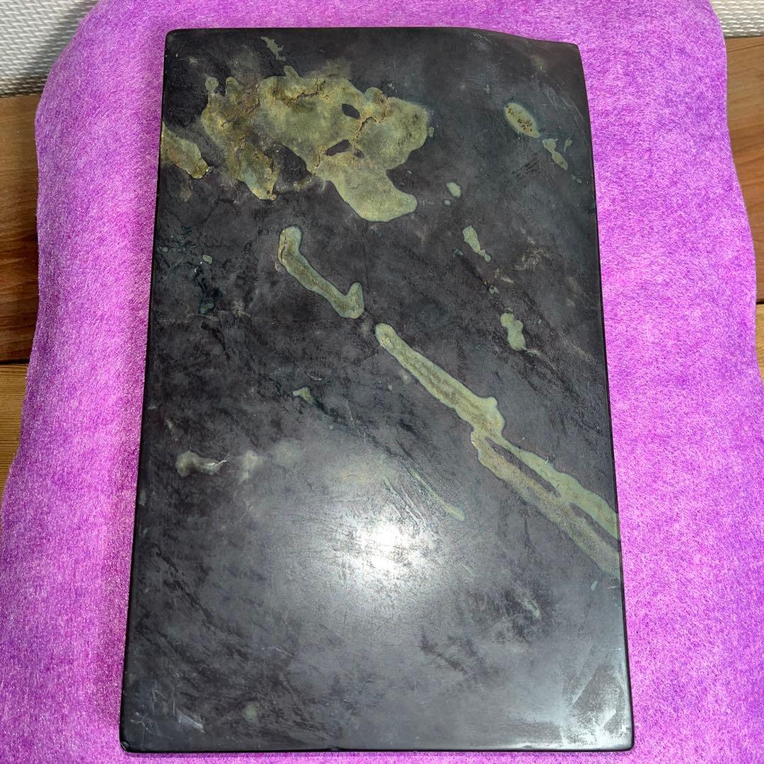⭕️端渓硯　希少　翡翠紋　綺麗　22cm超え　長方研
