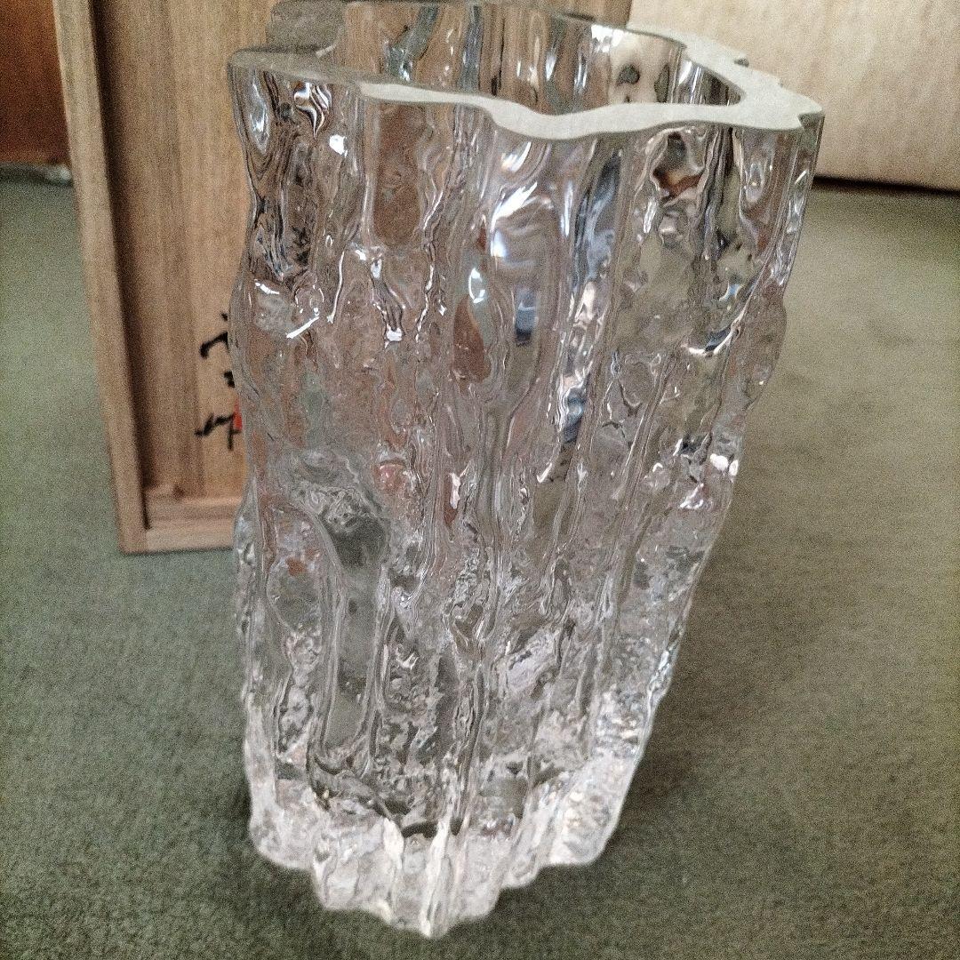 日本芸術院賞、各務鉱三作クリスタル花瓶　未使用