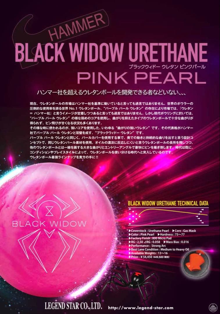 BLACK WIDOW ピンクパール ボウリングボール