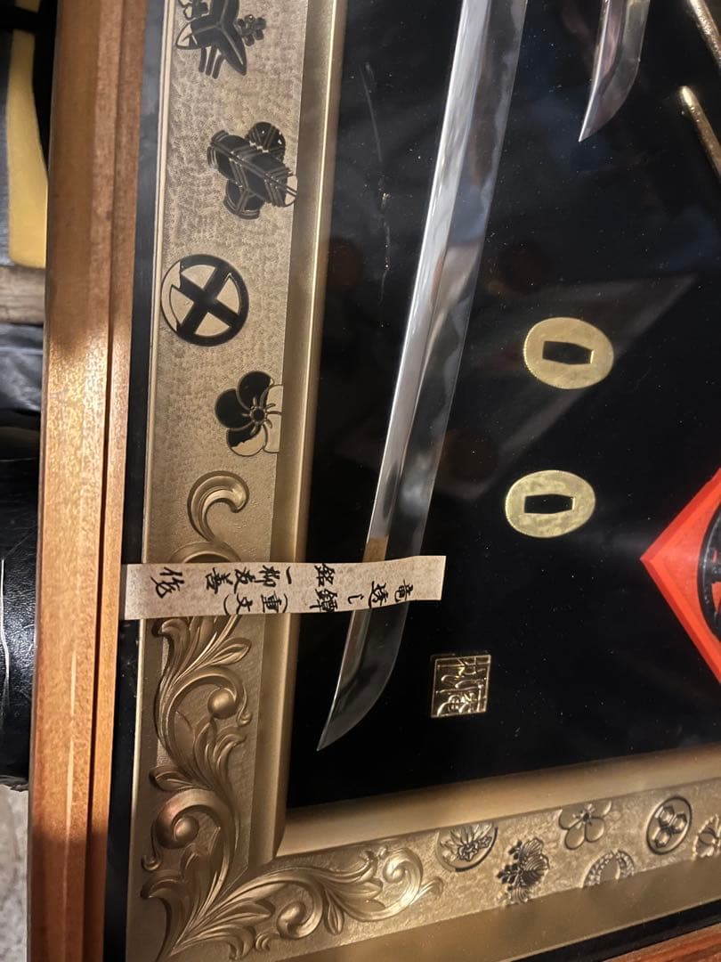 日本刀模造刀額飾り 、模造刀額飾り 武家三大家家紋付き 、徳川 、織田 、豊臣
