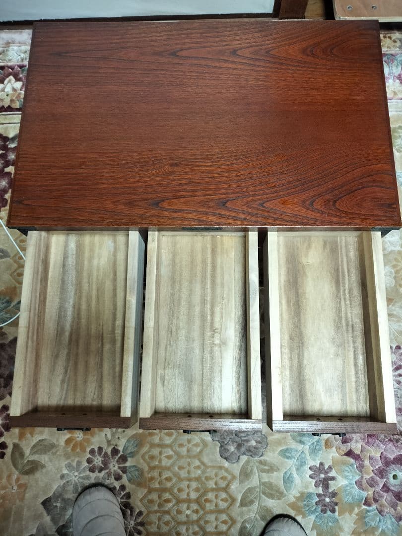 欅無垢箪笥4段　小物入れ9引き出し ダークブラウン内部桐無垢　和家具