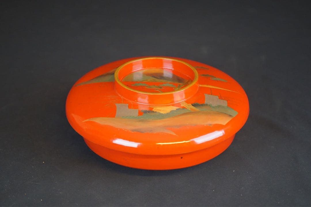 富士山 松蒔絵 大平鉢 木製漆器 箱付