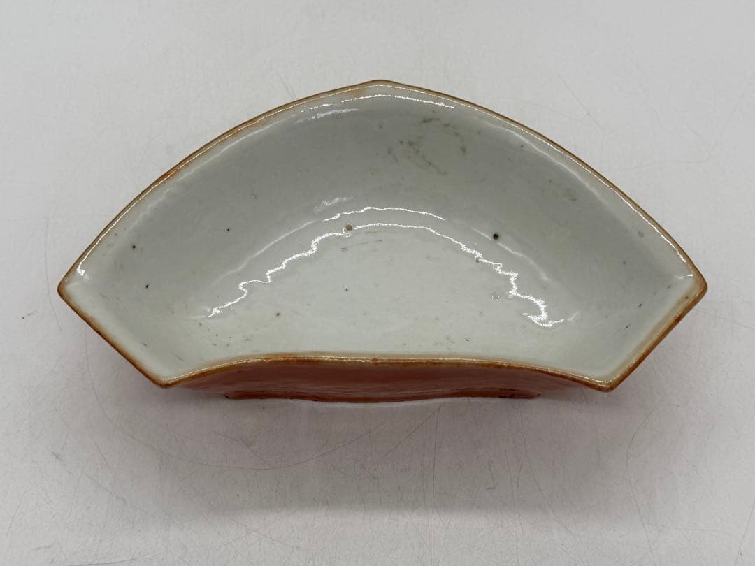 ※中国　清時代　紅釉 多角皿　送料込み250602