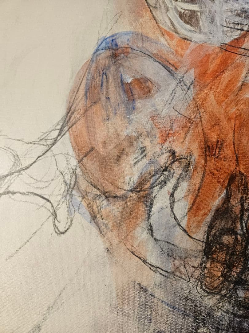 スイス画家ラルフ・アウグスブルガー、S50号の大迫力、躍動感溢れる抽象画の傑作。