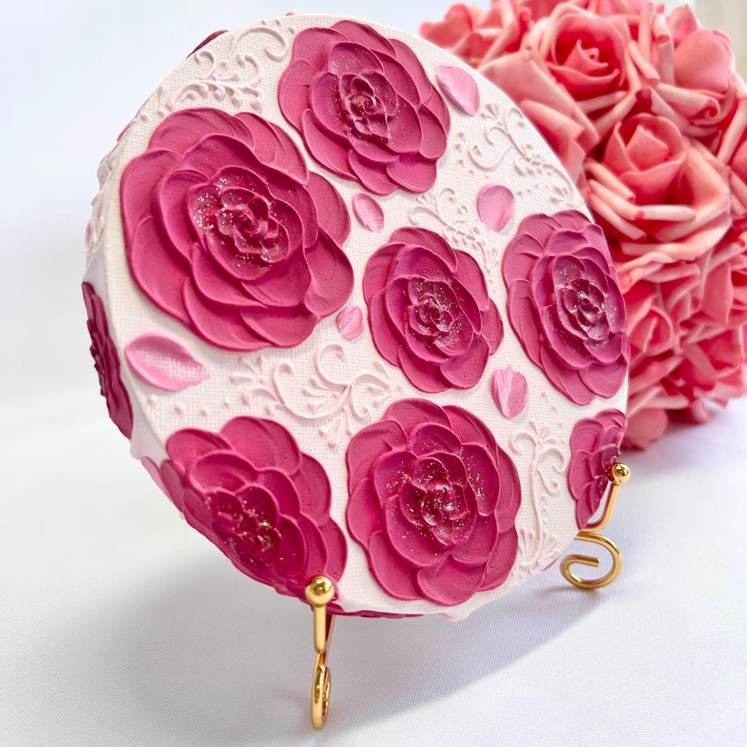 melia テクスチャーアート　絵画　インテリアアート　花　立体　絵　　花の絵