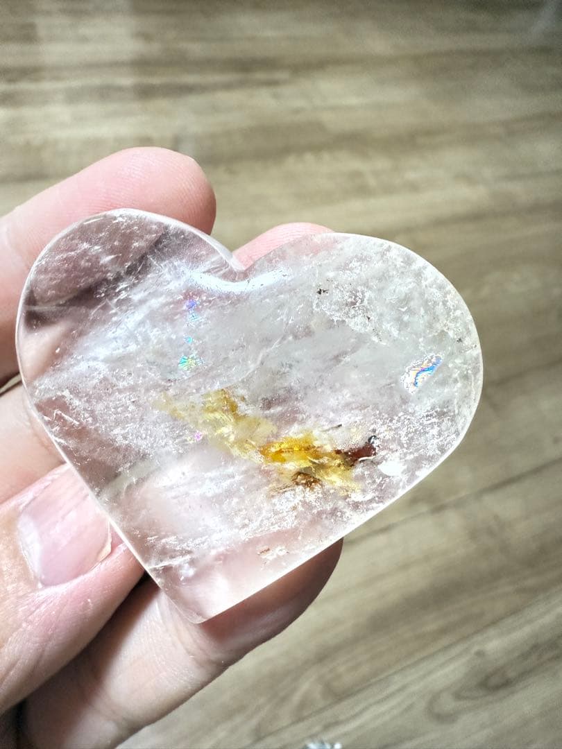 新品まとめ売りヒラヤマハート水晶3点セット格安　虹入り　共生タイプ　送料無料