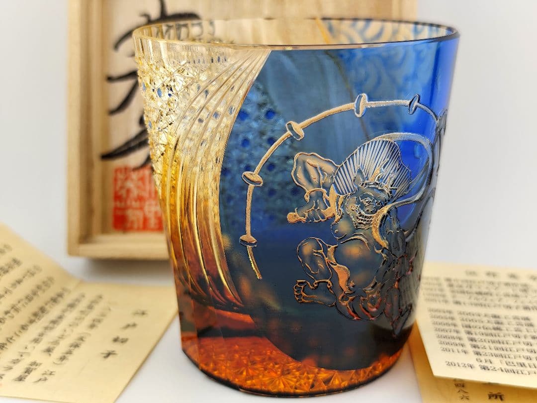 最上位作☆但野英芳☆江戸切子『雷神』ロックグラス（切子 江戸切子 薩摩切子）