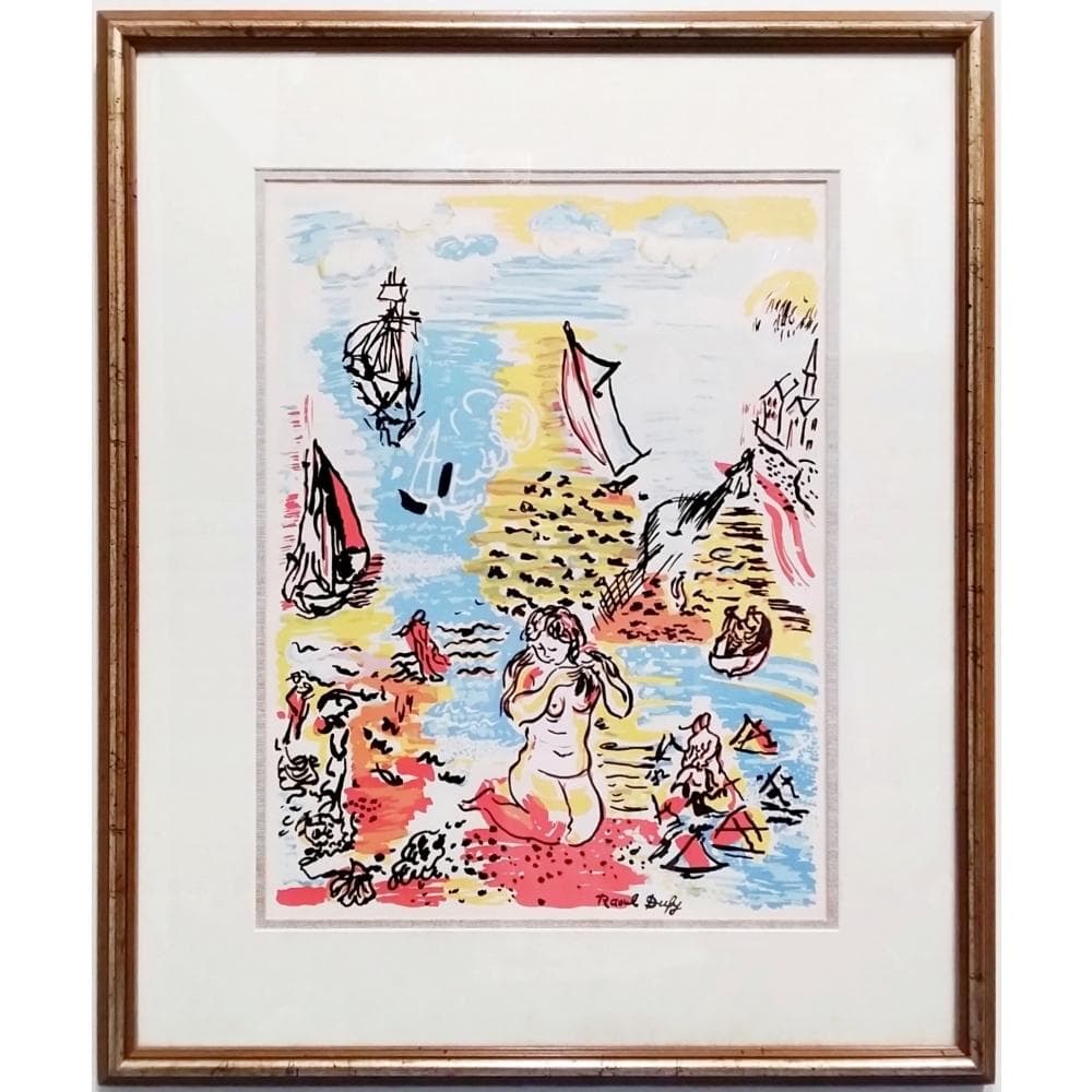 ラウル・デュフィ　人魚と帆船（海水浴）　アートプリント　ポスター　約10号大　額