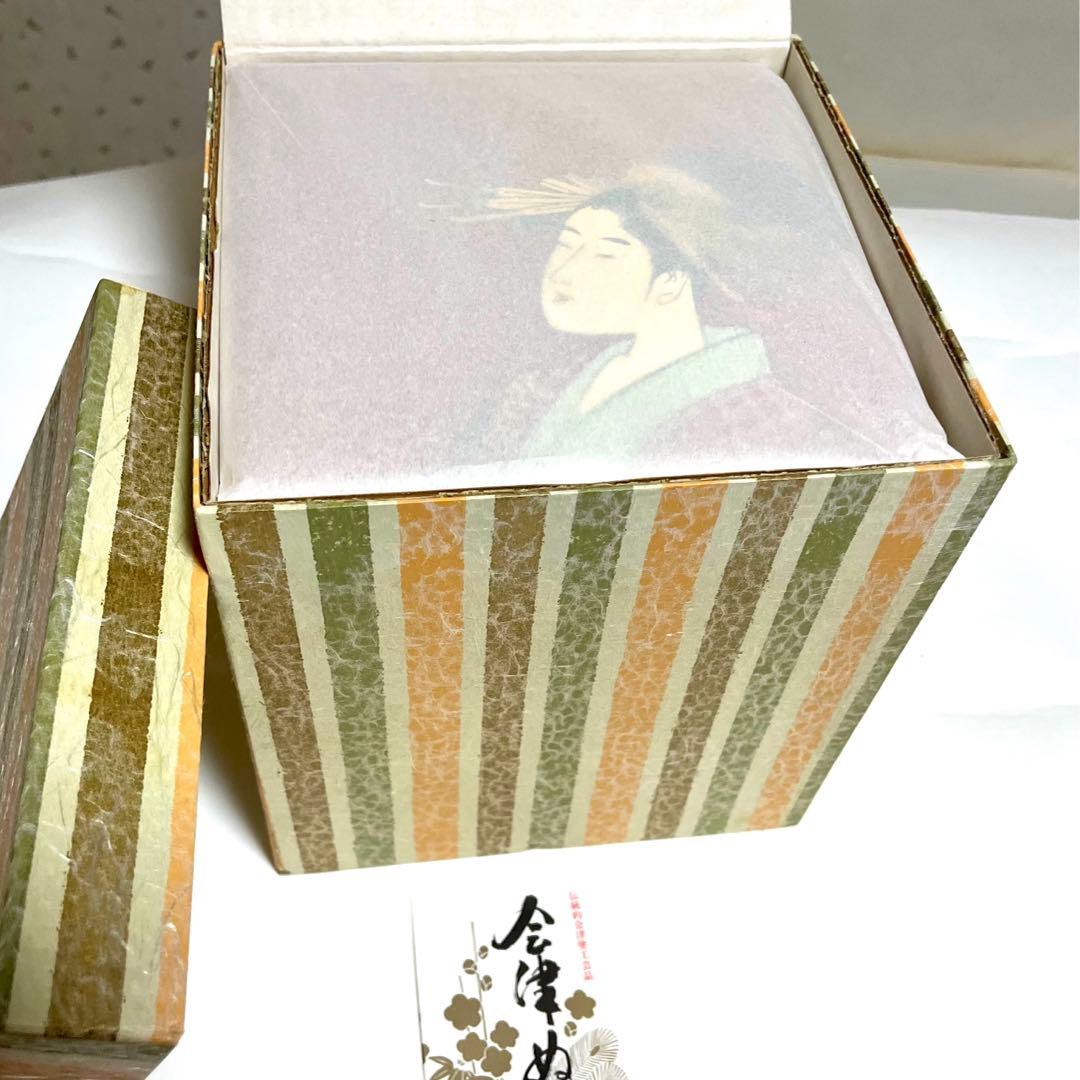 会津塗 木製三段重 朱漆 浮世絵 手書 蒔絵 うるし絵・会津絵　珍品