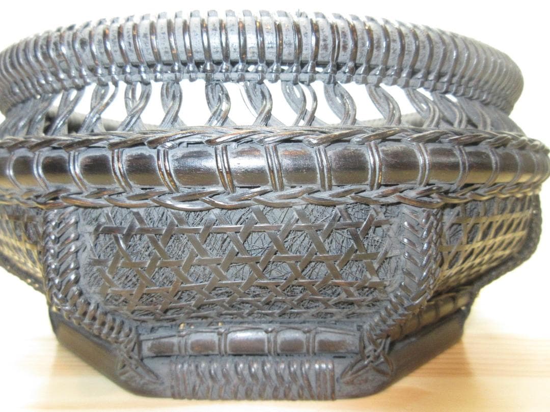 送料込【逢絢亭】茶道具 炭斗 唐物写 炉用 目立った破れ無し 和田鱗師 共箱入り