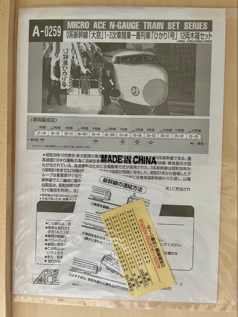 1964年 新幹線0系 ひかり号 12両　木箱セット