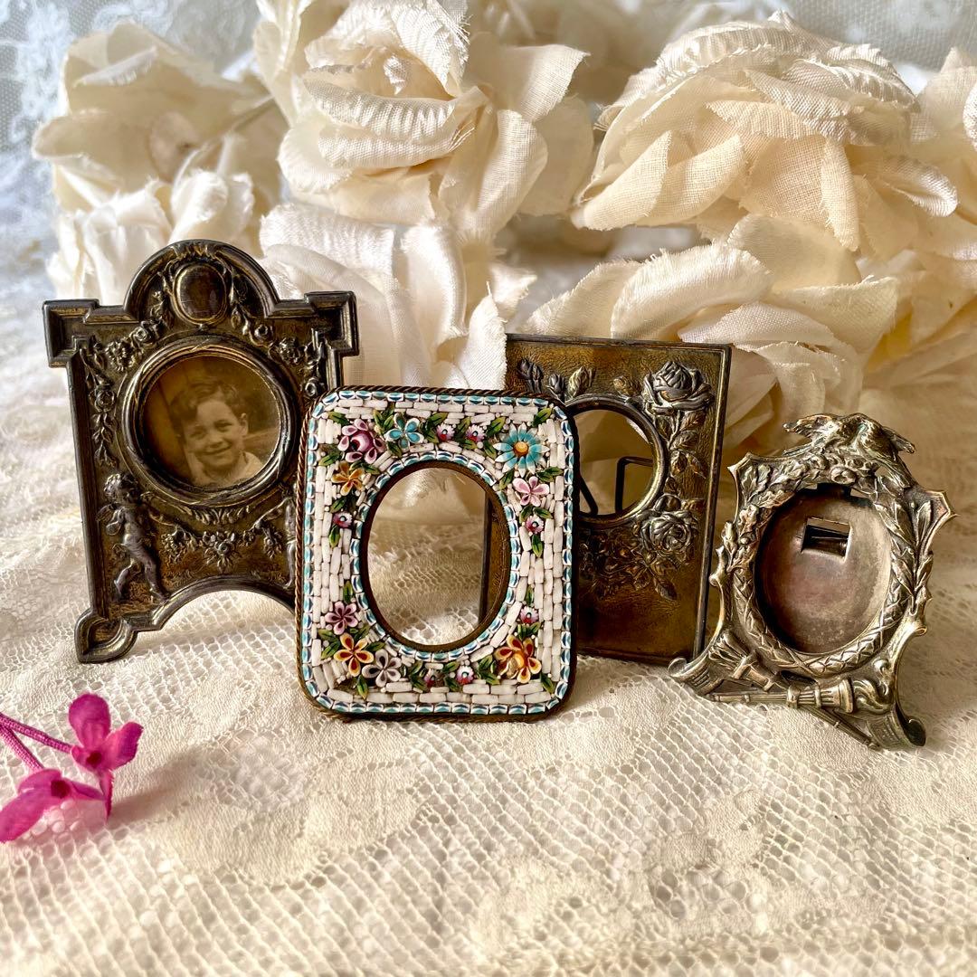 マイクロモザイクミニフレーム　イタリアアンティーク 検:フランスアンティーク