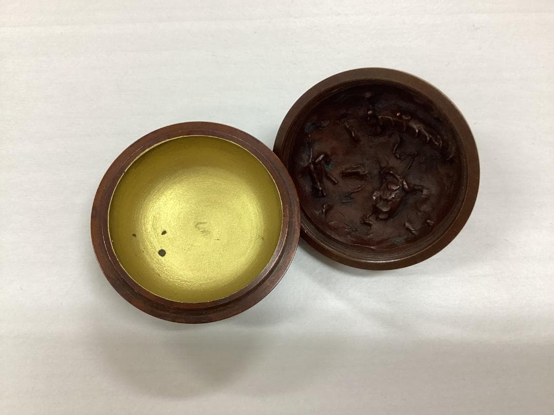 香合　雨龍文　大森孝志作　蝋型鋳物　高岡銅器　香道具　銅製　C157