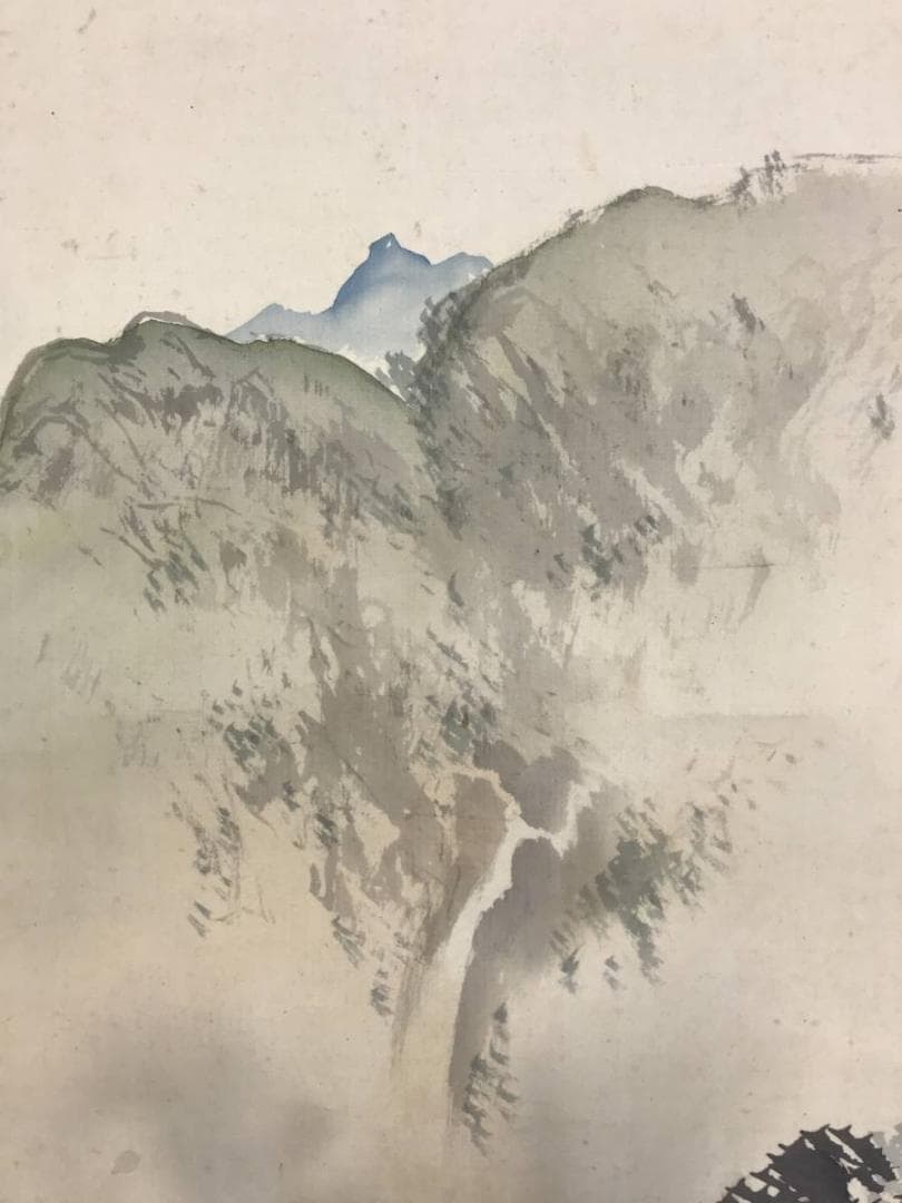 【真作】小山春翠/桜花筏下り図/山水図/春景山水図/掛軸/名家伝来/AD-913