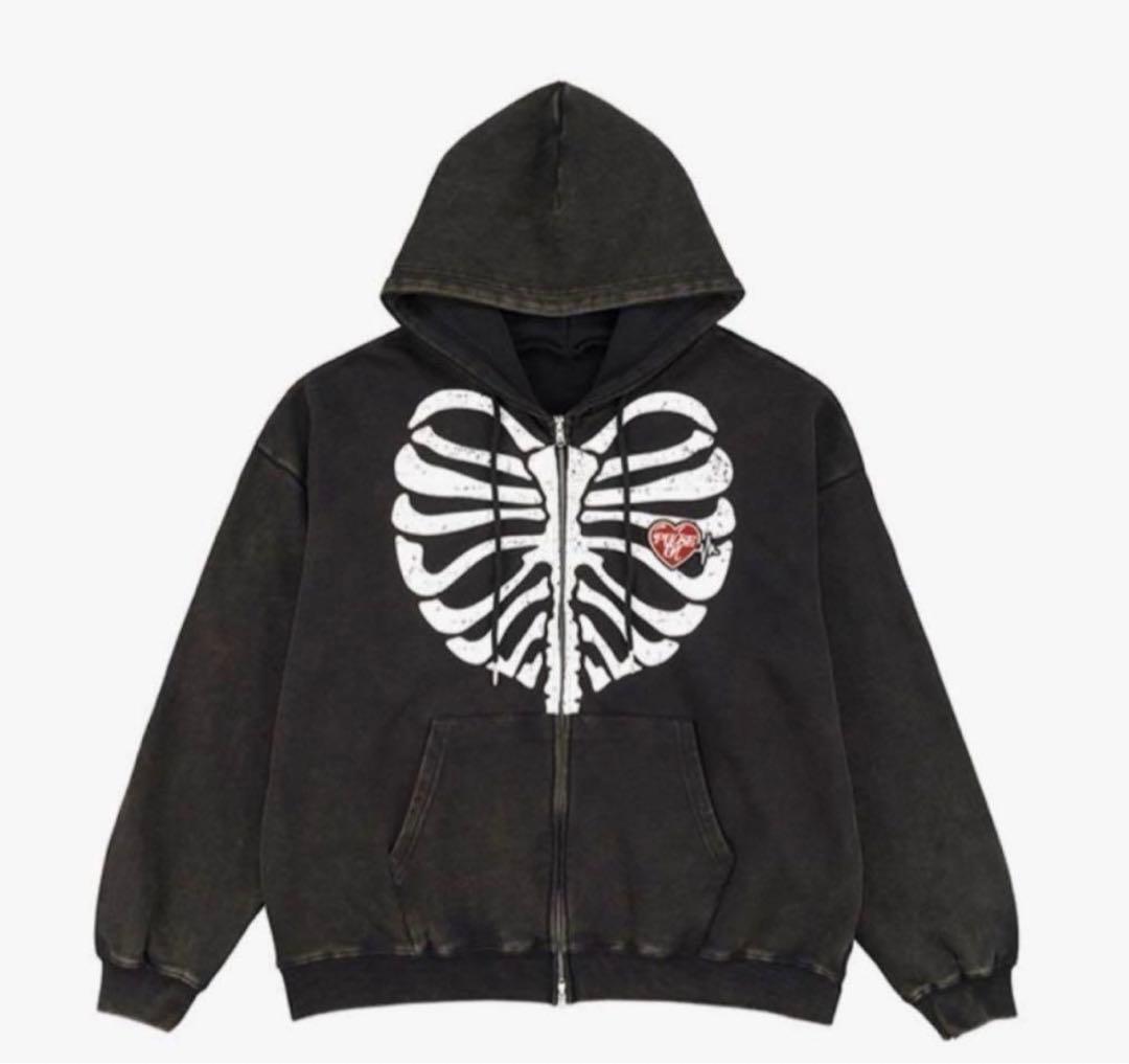 TREASURE PULSE ON ジップアップ フーディー ブラック L