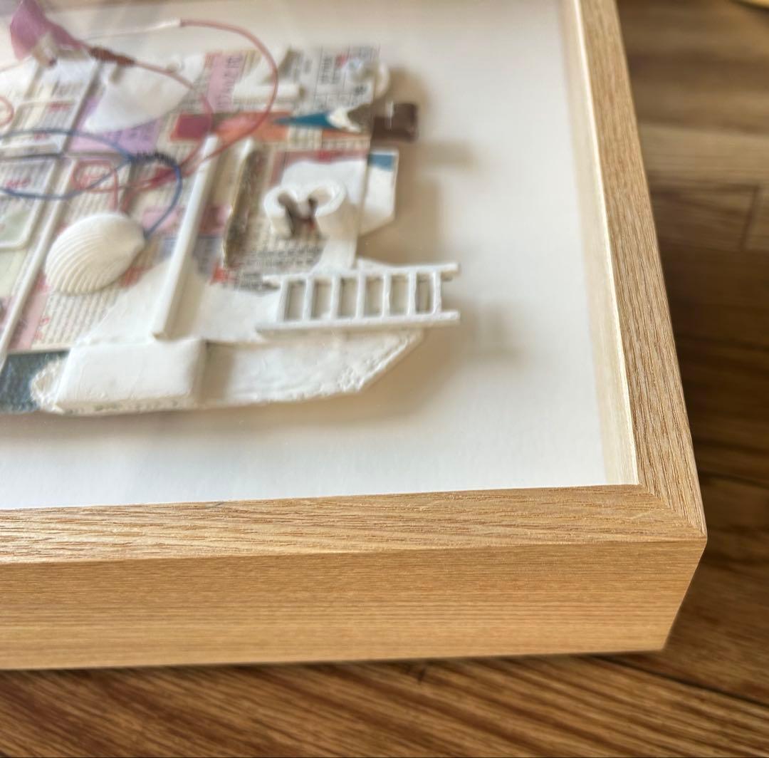 立体コラージュアート　ウォールアート　額装済み