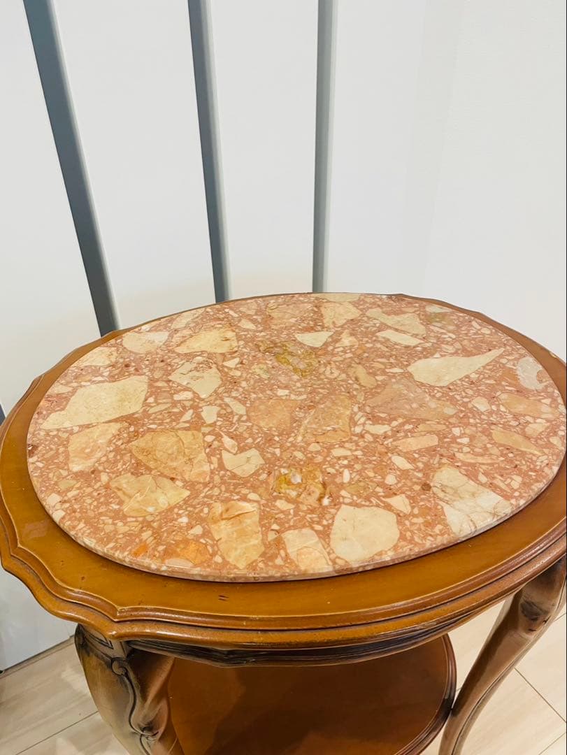 送料込み　大理石 猫脚 コンソール アンティーク 木製 彫刻 天板 テーブル