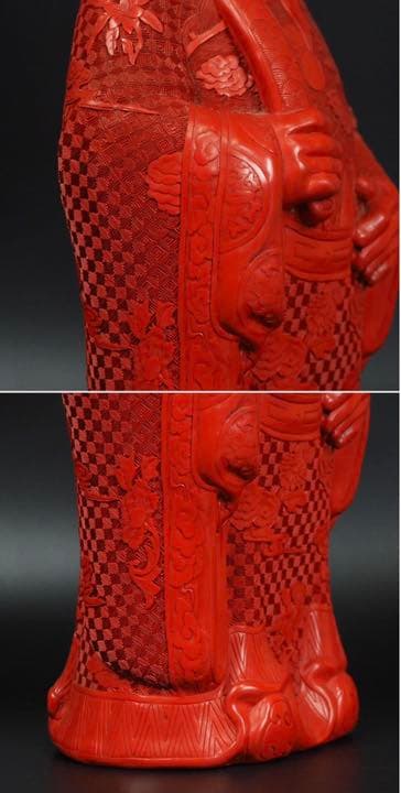 送料無料　時代大珍品 大振り堆朱「福禄寿」の禄出世の神様高46.5ｃｍ 中国古玩
