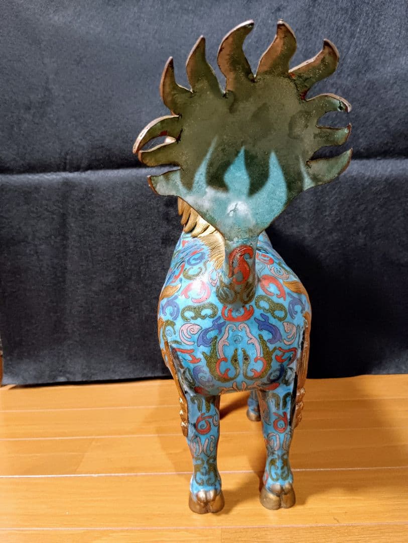 麒麟　七宝焼き　倣古　　置物　中国　大きい　オブジェ　工芸品　インテリア