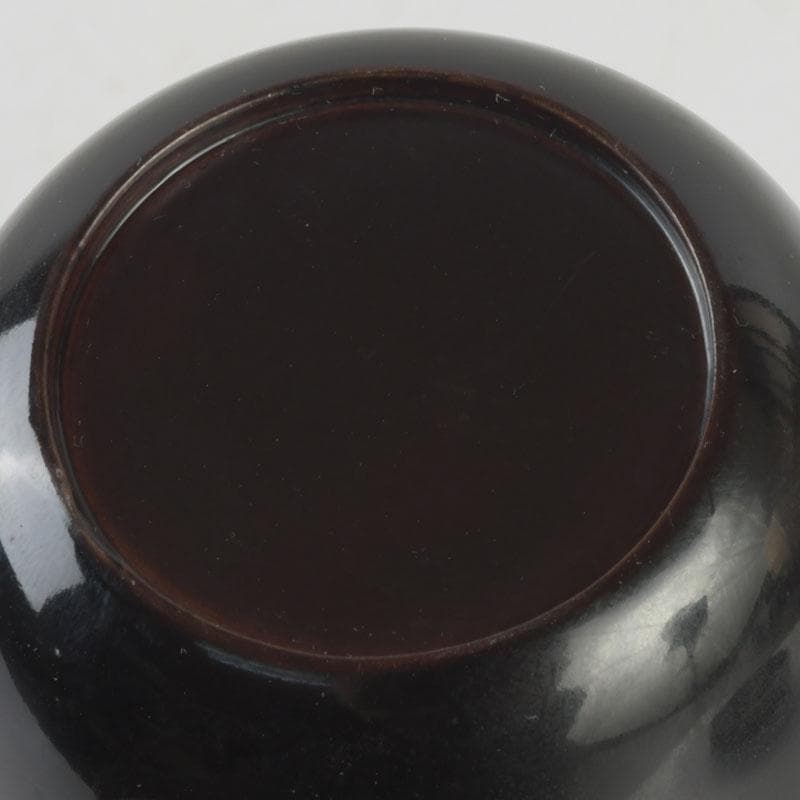 茶道具　黒漆　鶴蒔絵　中棗　共箱　V　9690