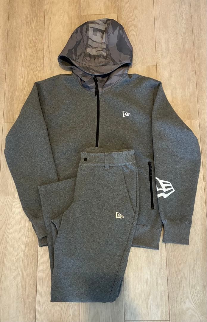 ニューエラ セットアップ メンズ　パーカー ジョガーパンツ グレー 迷彩フード