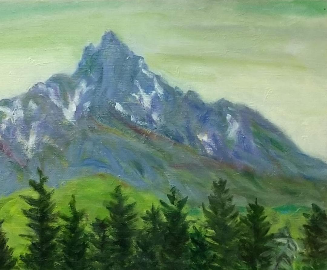 油絵 絵画 「利尻富士」F8 油彩画 風景画 アート 利尻山