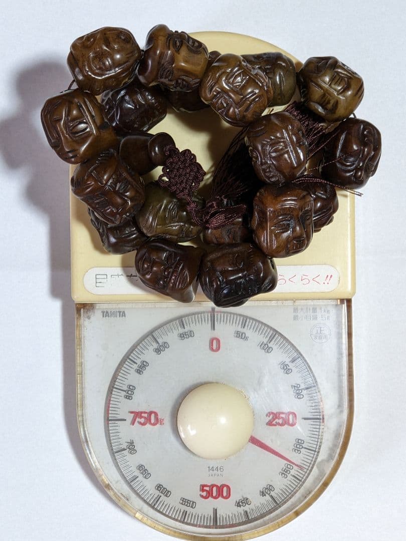 ♦チベット仏教美術 大数珠 人顔 四面 手彫り彫刻コレクション骨董品アンティーク