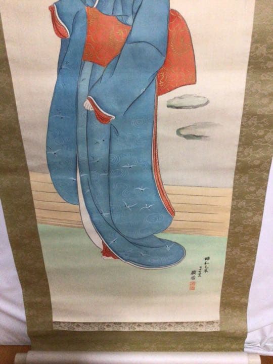 掛け軸　美人画　木箱付き