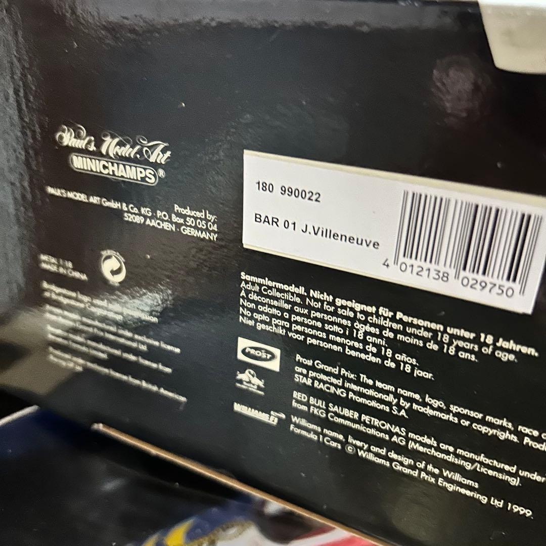 MINICHAMPS Honda F1 ミニカー 1:18 ジャックヴィルヌーヴ