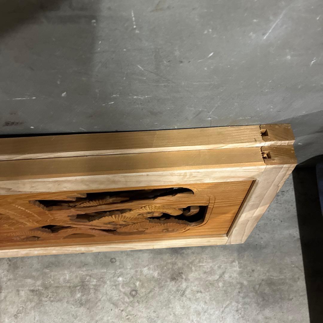 昭和レトロ 木製 2枚セット 欄間 鶴 松 木製彫刻 両面