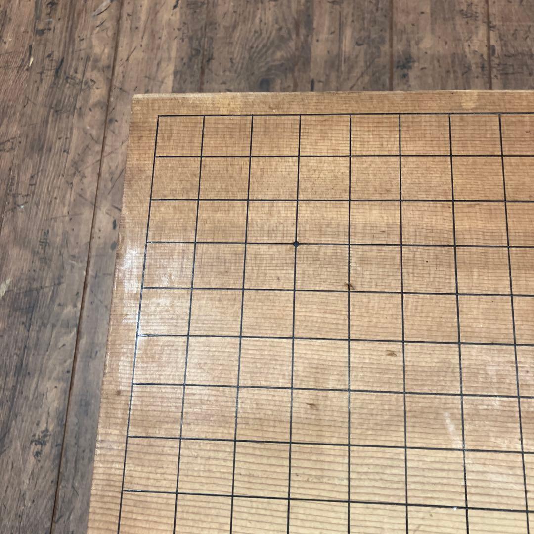 ②昭和レトロ 木製 囲碁版 囲碁盤 板 脚付 へそあり ボードゲーム 伝統ゲーム