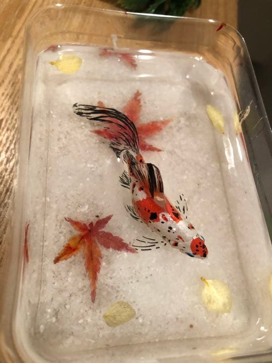 京都の紅葉と泳ぐ金魚　レジン　ジオラマ