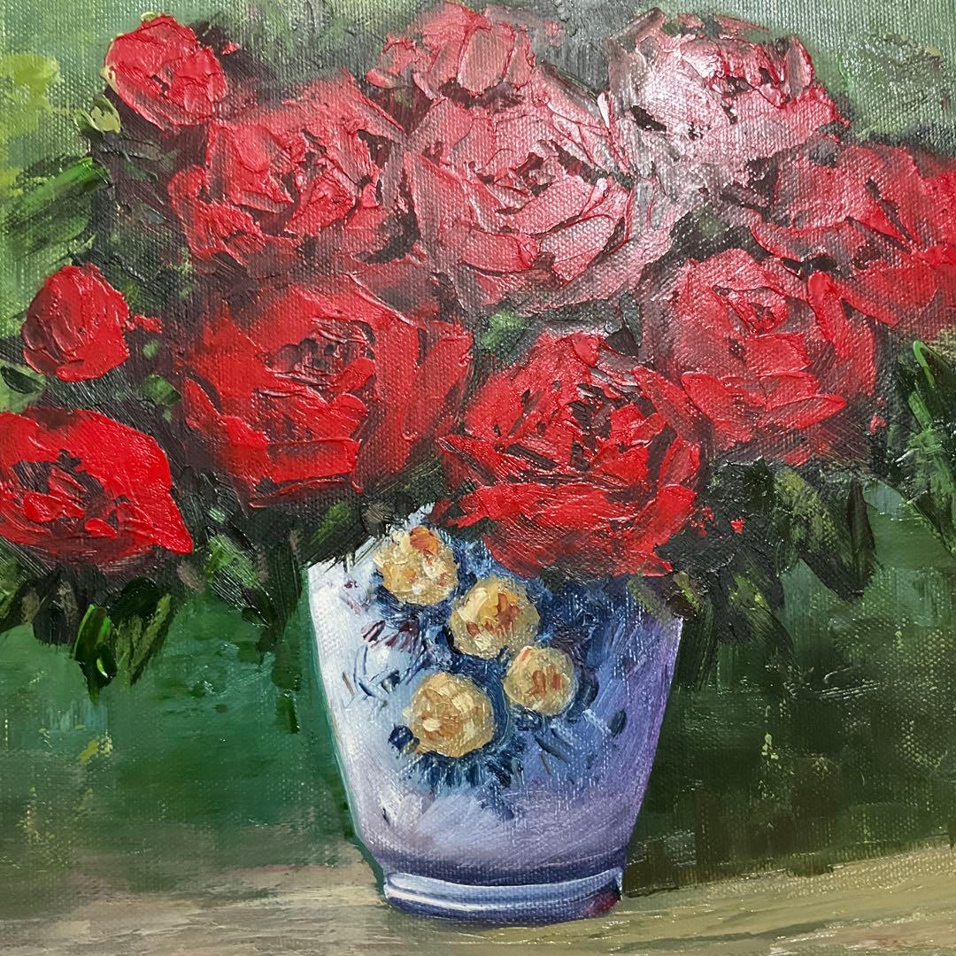 絵画・額縁・油絵・酒井 修一郎・バラ・F 4号・静物画・美術品・インテリア・雑貨