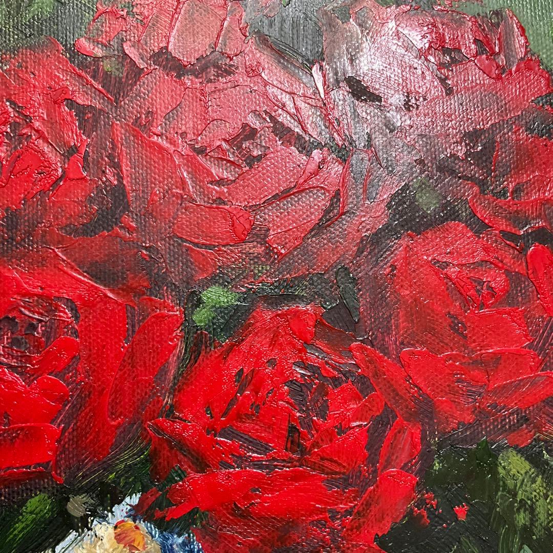 絵画・額縁・油絵・酒井 修一郎・バラ・F 4号・静物画・美術品・インテリア・雑貨