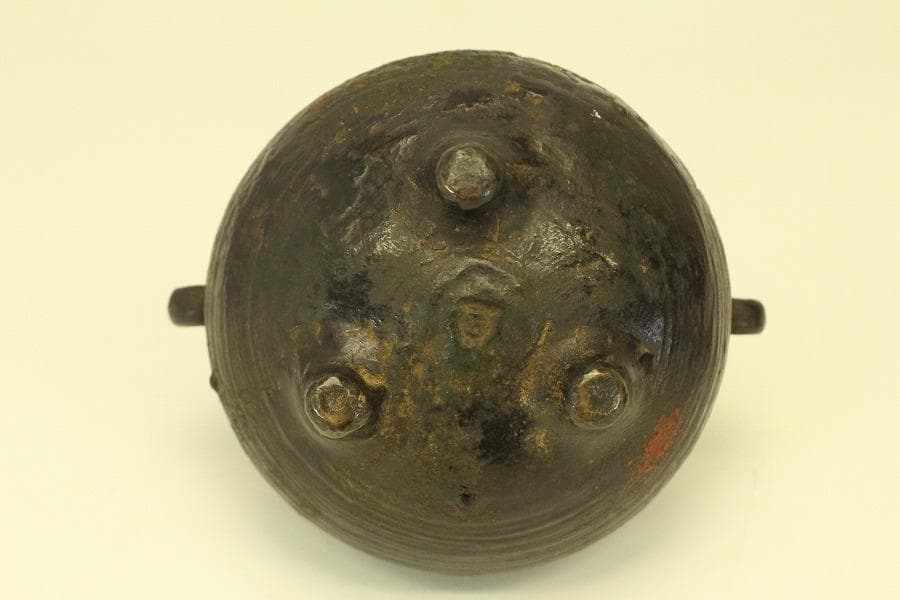 古銅 獅子蓋 香炉 時代物(A975)