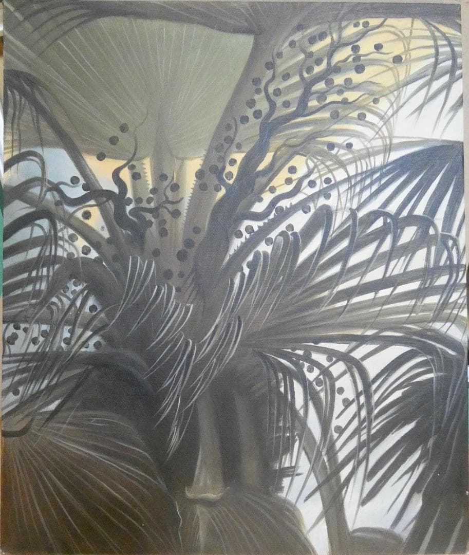 油彩画 田中一村 「 奄美の杜」サイン F8 額装済み 肉筆手描き