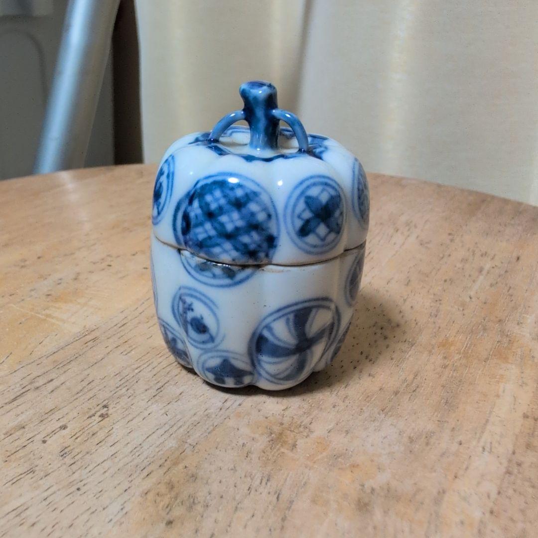祥瑞 立瓜 香合 青花 染付 香織道具 時代物