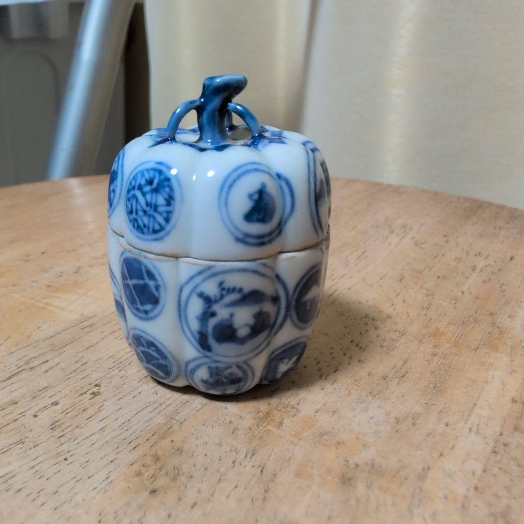 祥瑞 立瓜 香合 青花 染付 香織道具 時代物