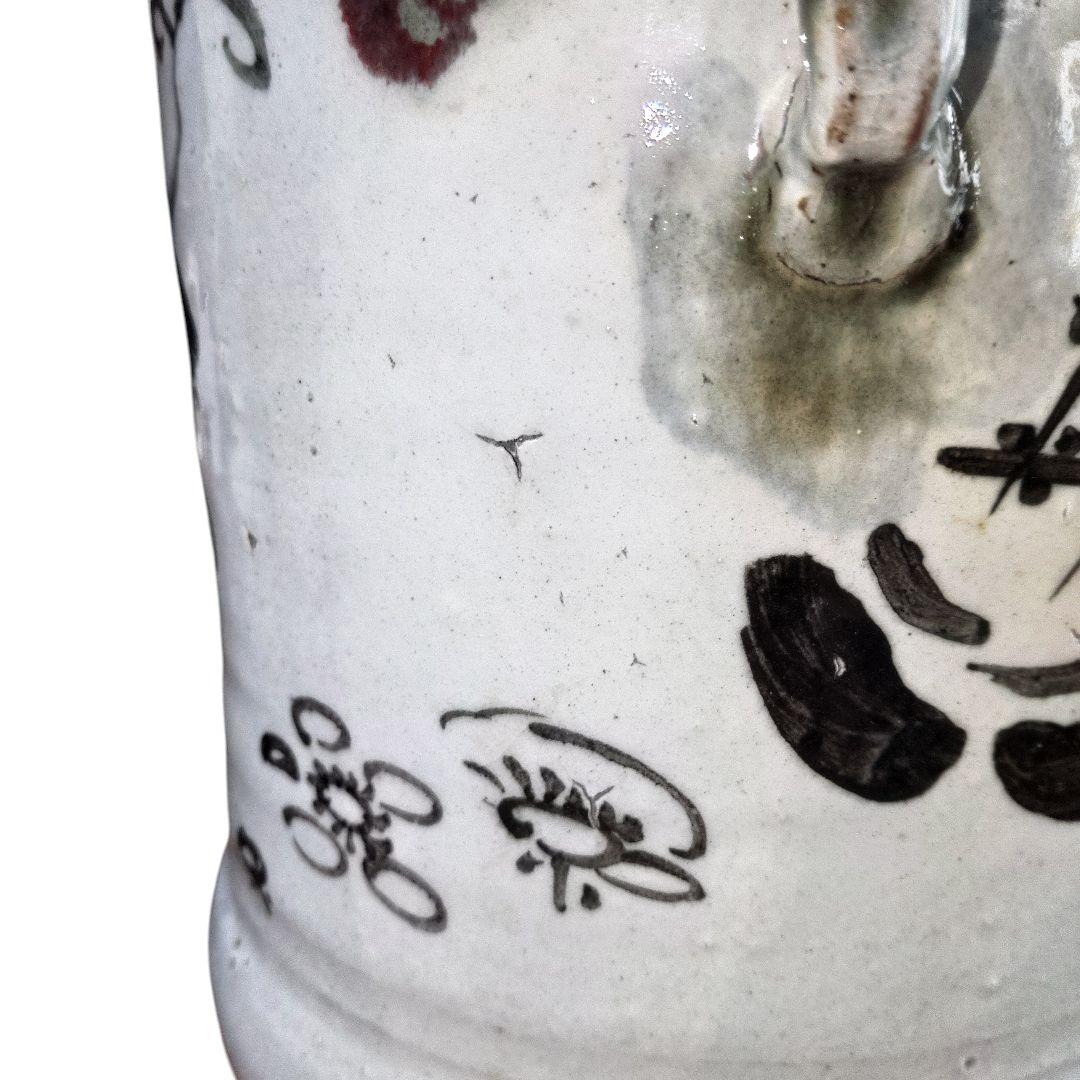 希少　越後太丘焼　織部釉水差　茶道具　明治レトロ