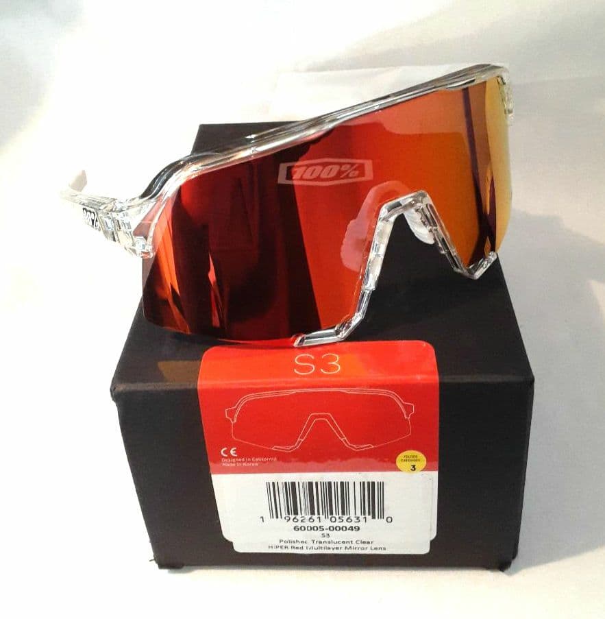 新モデル 100% S3 クリア / レッドミラー ワンハンドレッド サングラス
