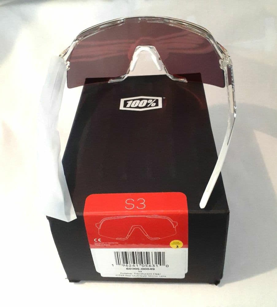 新モデル 100% S3 クリア / レッドミラー ワンハンドレッド サングラス