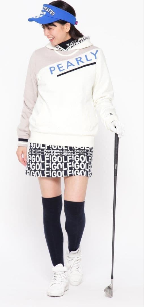 PEARLY GATES☆2023ストレッチ防風保温ボーダーツインニット1M白