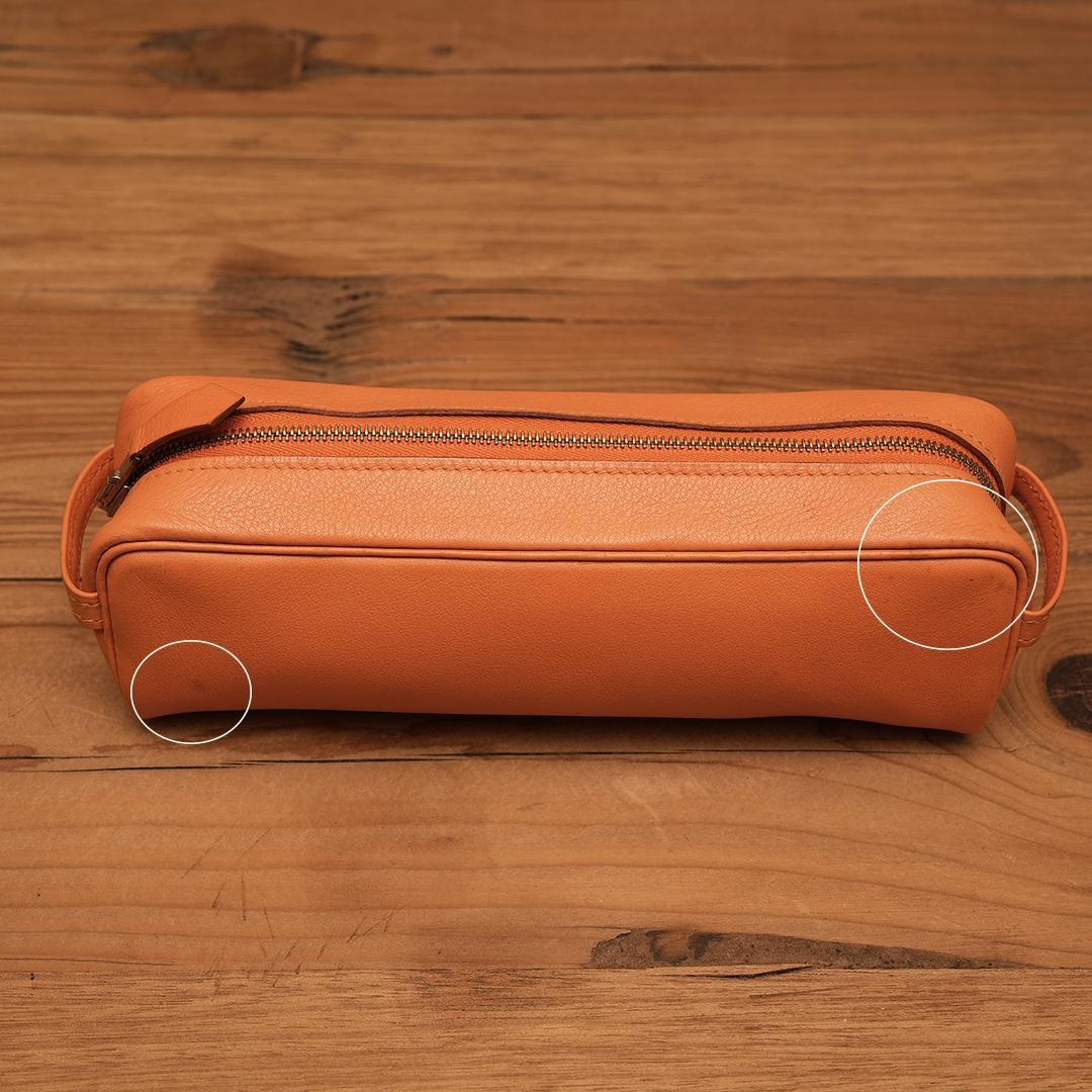 エルメス Scrib スクリブ　ペンケース ポーチ オレンジ マルチケース