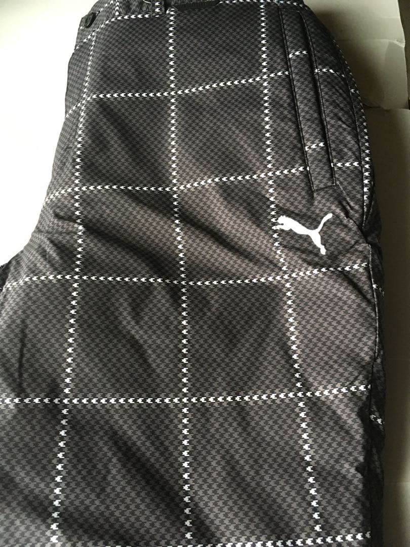 【PUMA GOLF / プーマ】秋冬防風中綿 テーパードパンツ 千鳥格子・L黒