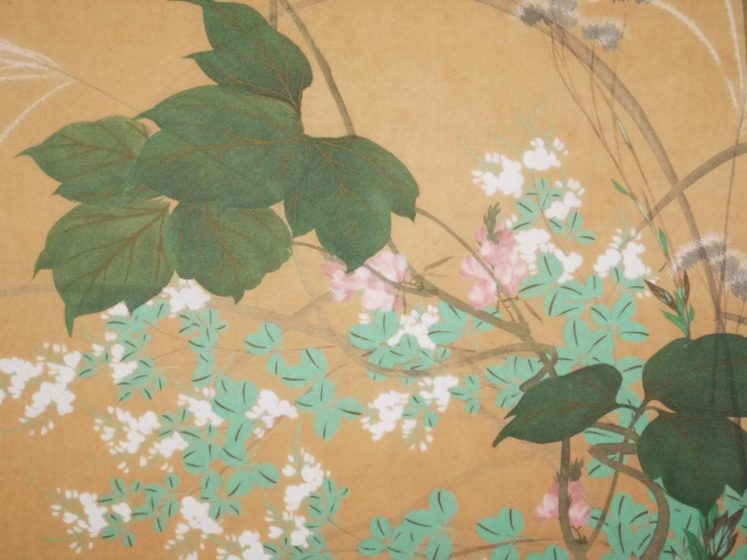 【工芸】状態良品　酒井抱一筆【七草図　秋草】◆高品質復刻画 日本画　花鳥　掛軸