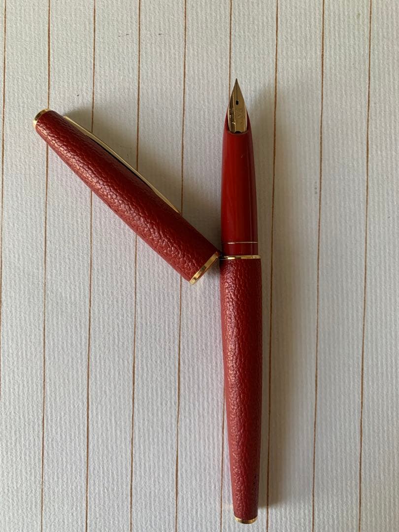 Pilot 18Kペン先 レザー巻き万年筆