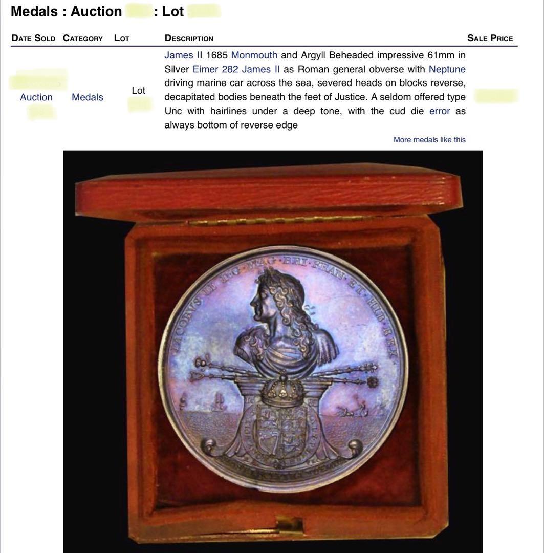 値下げ❗️ジェームズ2世1685年 パープルトーン❗️大型シルバーメダル