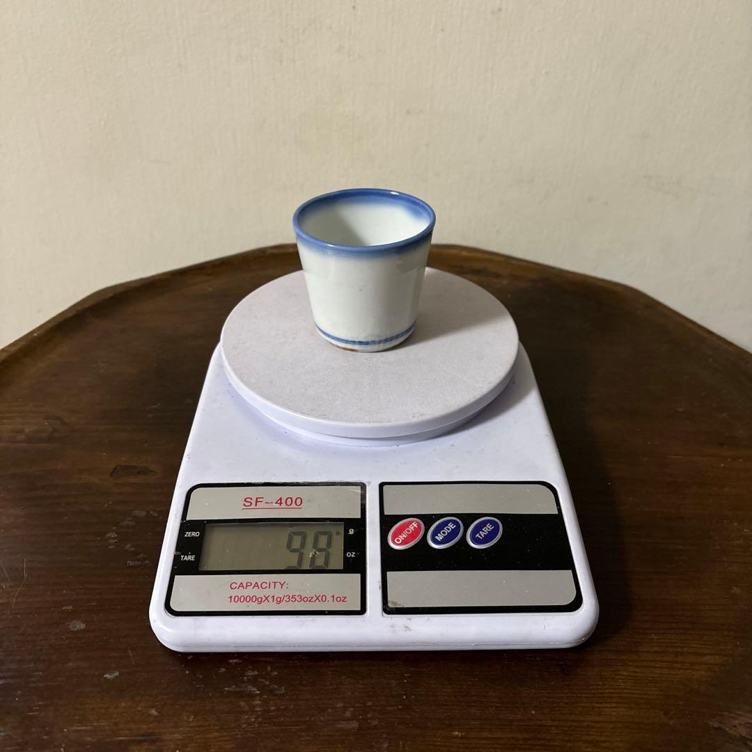 モダン輪線文猪口　1点④ぐい呑み　筒盃　蕎麦猪口　伊万里　瀬戸　染付　検李朝酒器